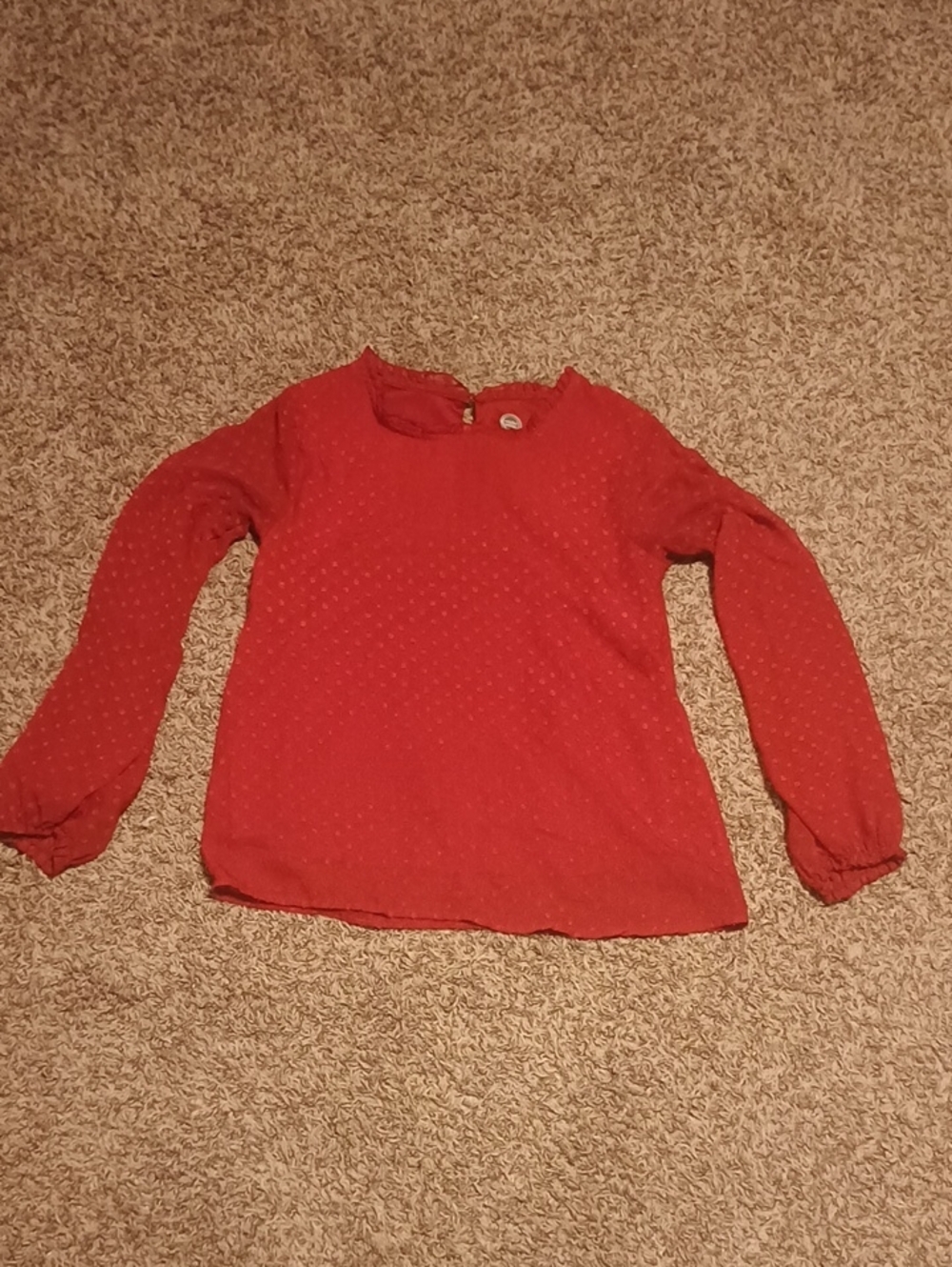 wonder nation Red Long-Sleeve Dot-Textured Blouse